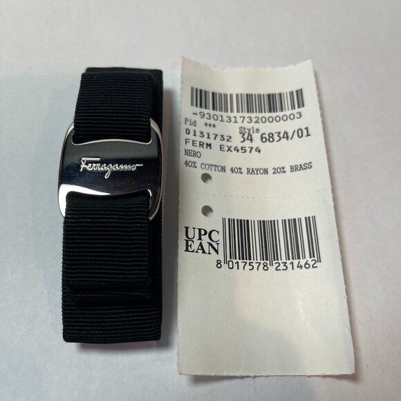 Salvatore Ferragamo Black Grosgrain Vara Bow Hair Clip, Silvertone Buckle - NWT - Picture 9 of 9